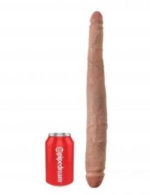 King Cock 16&quot; Tapered Double Dildo - Tan
